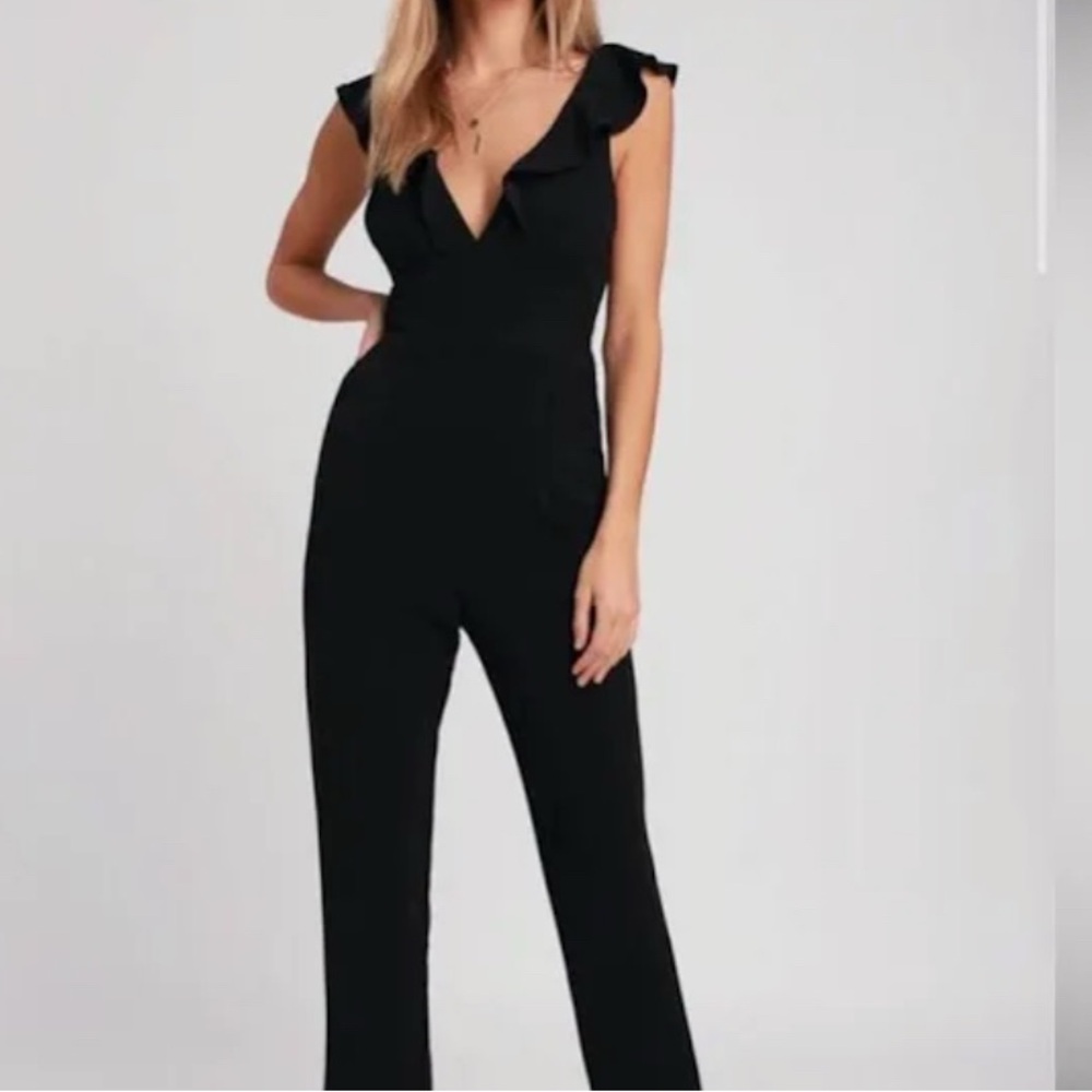 Lulu's Chic Black Ruffle Jumpsuit